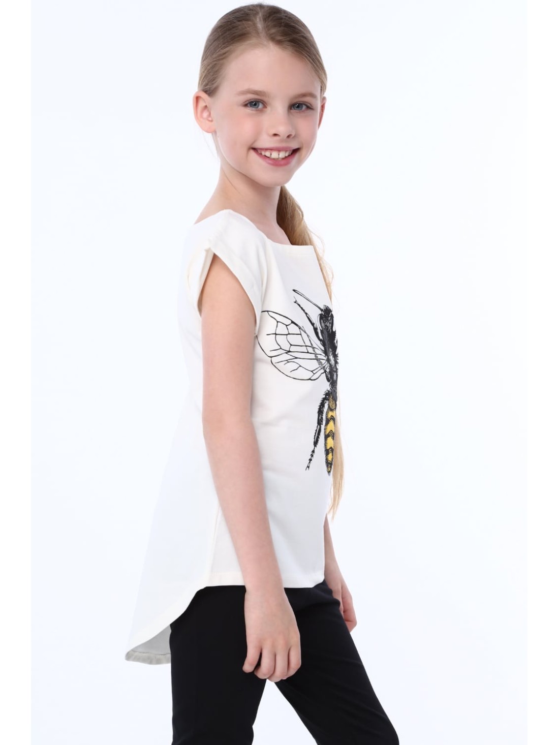 Mädchen-T-Shirt mit Biene, Creme NDZ8211 – Online-Shop – Boutique